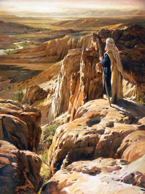 Moses standing on rock