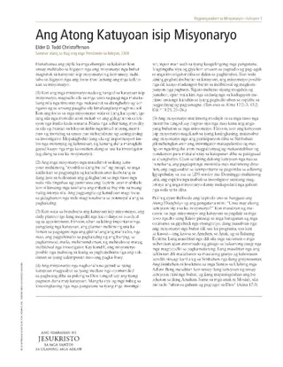 Our Missionary Purpose handout