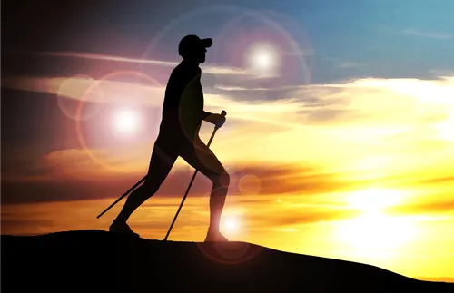 man hiking in the mountains