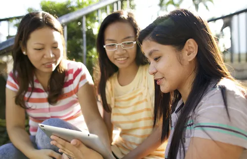 Women looking at tablet
