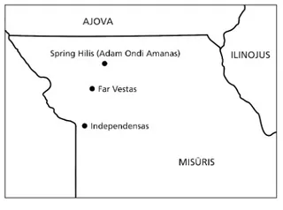 žemėlapis, vakarų Misūris