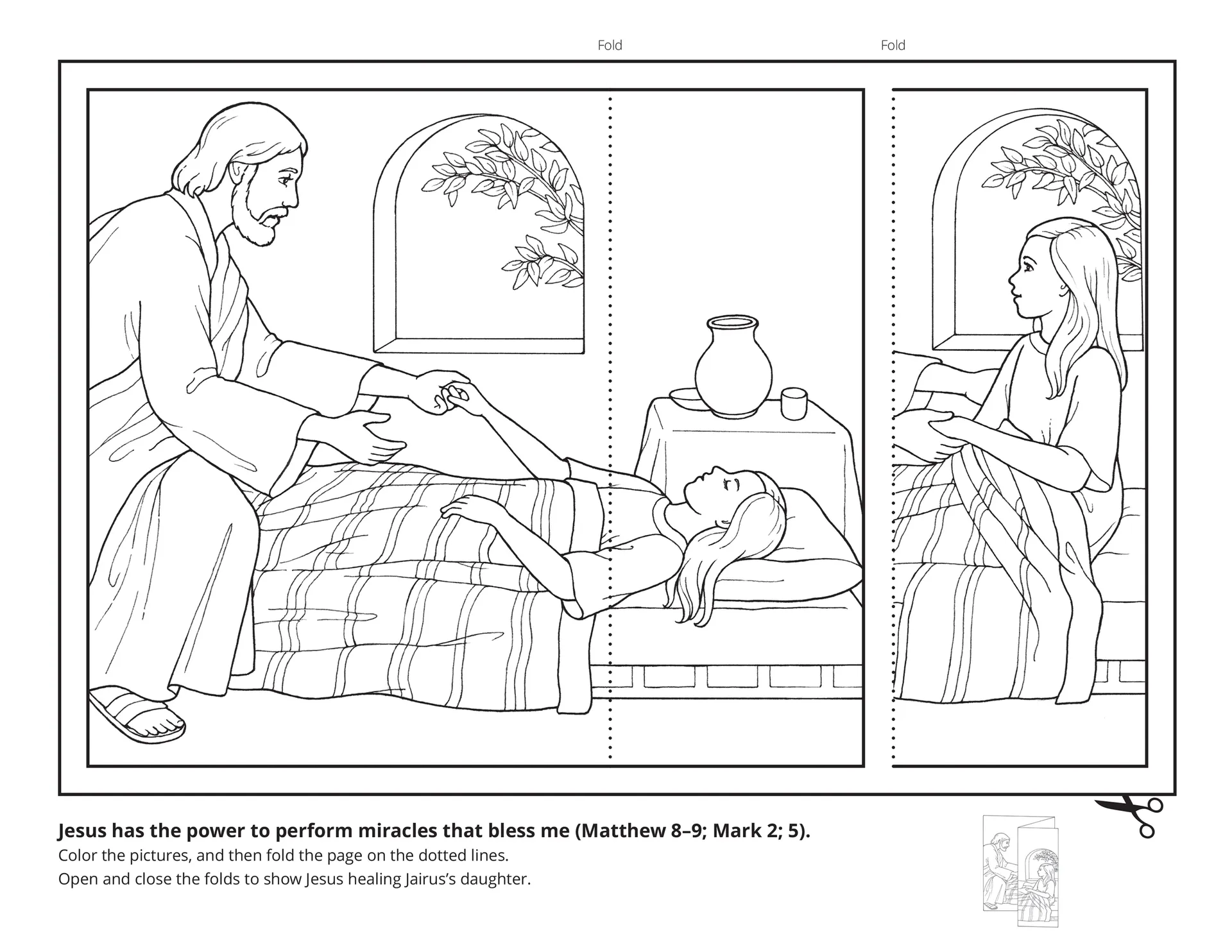 Art depicting Christ raising the daughter of Jairus.