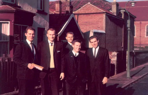 Jeffrey R. Holland as a missionary with other missionaries