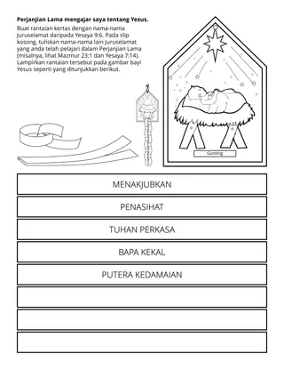 Halaman aktiviti Sekolah Primer: Perjanjian Lama mengajar saya tentang Yesus