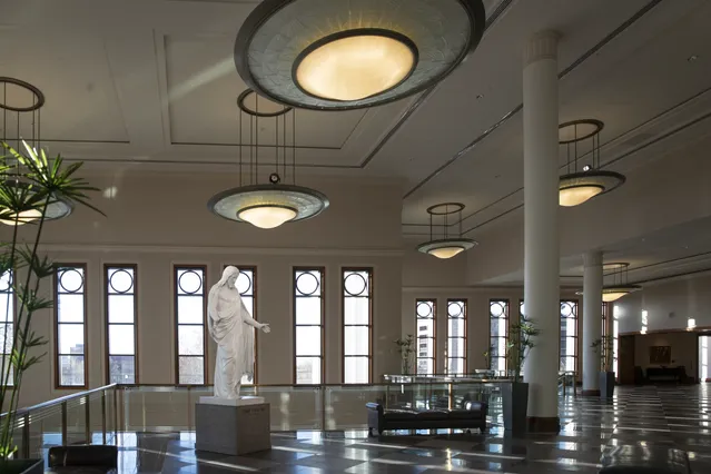 Various exhibits are set up around the Conference Center.