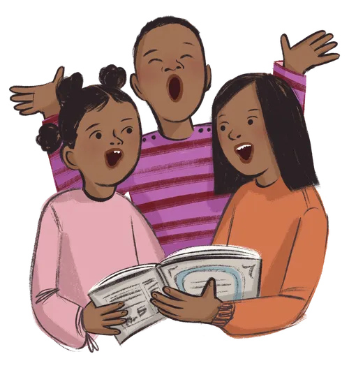 Kids singing together