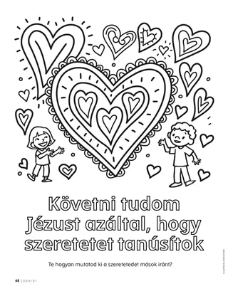 színező gyermekekkel és nagy szívekkel