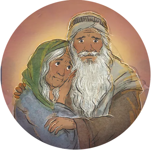 Abraham and Sarah looking sad