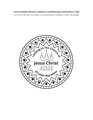activity page: I am a Christian because I believe in and follow Jesus Christ