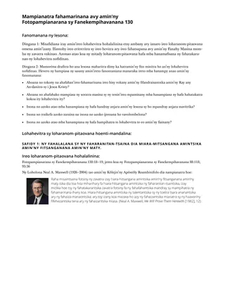 Mampianatra fahamarinana avy amin’ny Fotopampianarana sy Fanekempihavanana 130