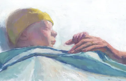 baby holding mothers hand