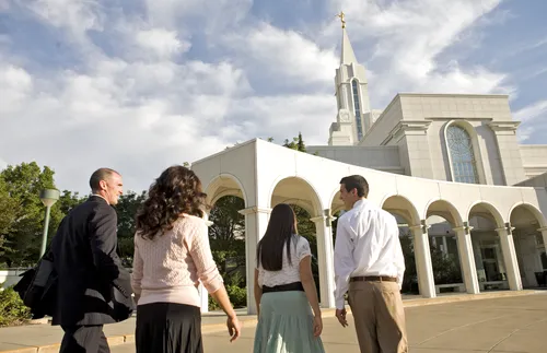 family attending the temple
