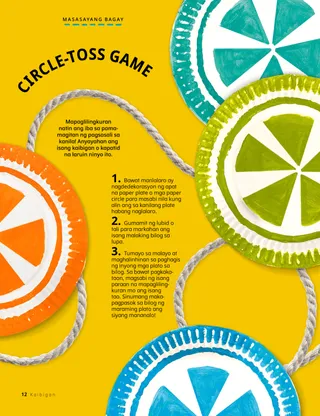 May kulay na mga paper plate at lubid