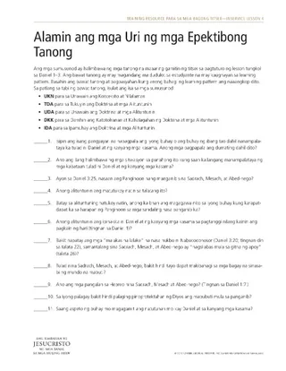 handout, Alamin ang mga Uri ng Epektibong mga Tanong