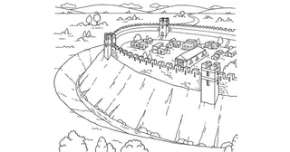 kinoral nga siyudad nga adunay kinawtan nga yuta nga naglibot niini [moat]