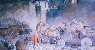 다가오는 전쟁을 준비하기 위해 모든 백성과 가진 것, 양 떼를 한 곳에 모으는 니파이인들