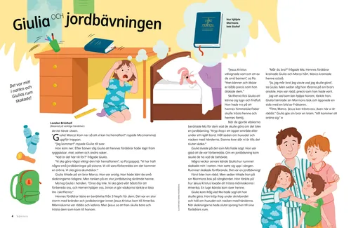 pdf-sida med en flicka som gömmer sig under sitt skrivbord när det är jordbävning