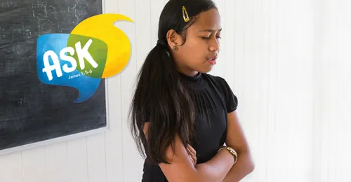 Mutual theme and young woman praying