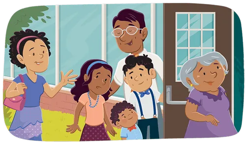 Family going to church