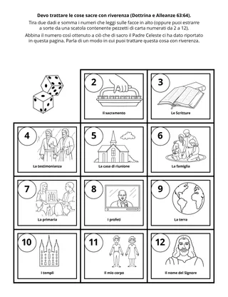 pagina delle attività: devo trattare le cose sacre con riverenza