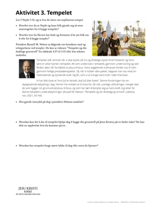 temple activity handout