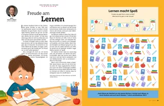 Aktivität (PDF) mit Schulsachen in einem Suchbild