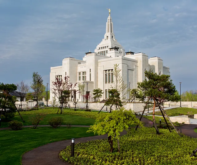 Sapporo Japan temple exterior and surrounding grounds.