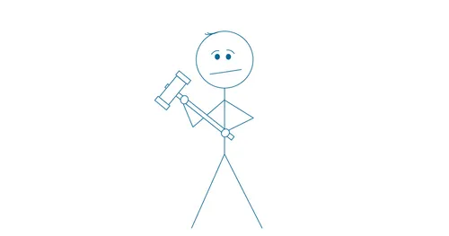Stick figure holding a hammer