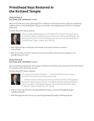 Priesthood Keys Restored in the Kirtland Temple