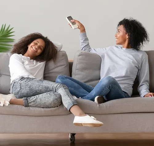 siblings on new couch