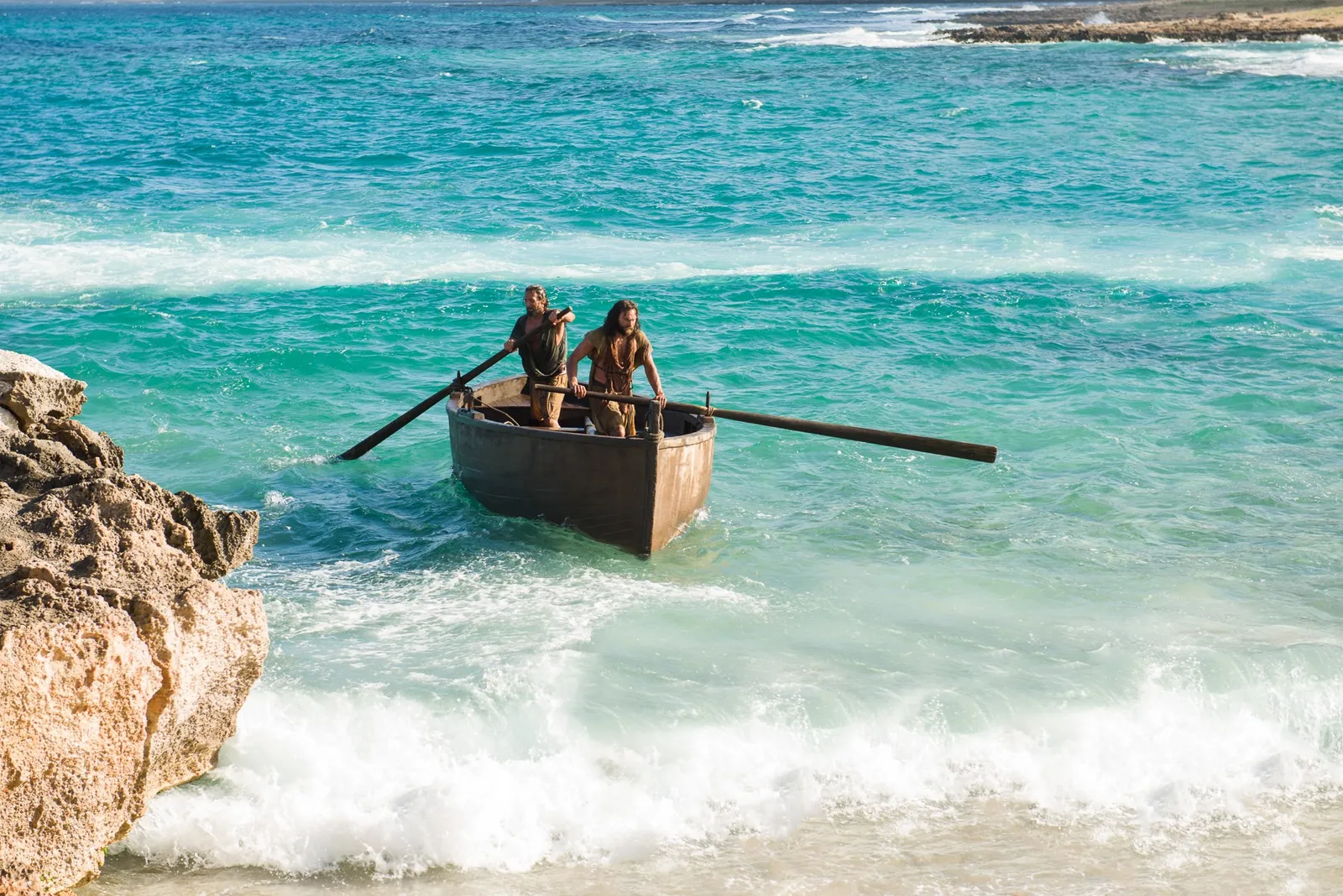 Simon Peter and Andrew fish in the Sea of Galilee.