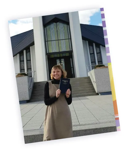 young woman at temple