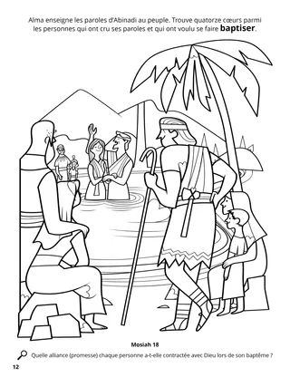 Alma Baptizes at the Waters of Mormon coloring page