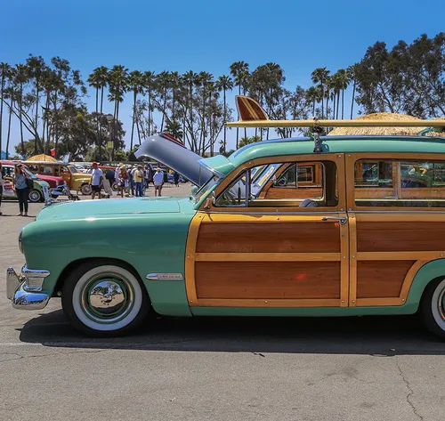 turquoise station wagon