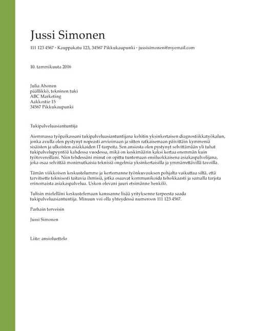 paranneltu saatekirje