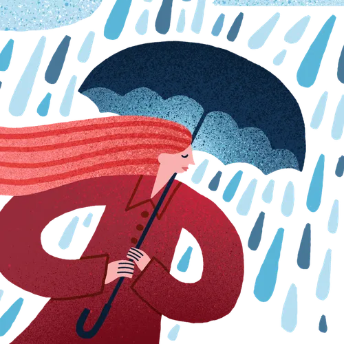 woman with umbrella in rain