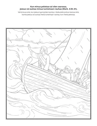 tehtäväsivu: Kun minua pelottaa tai olen vaarassa, Jeesus voi auttaa minua tuntemaan rauhaa