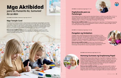 Page PDF na naglalarawan sa isang batang babae na may hawak na eroplanong papel