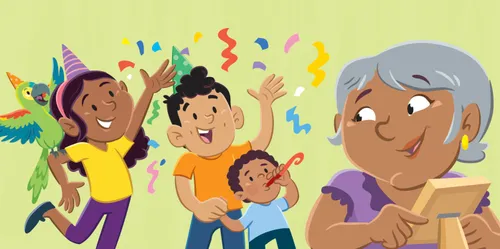 Margo, Paolo, and Lucas surprising Grandma