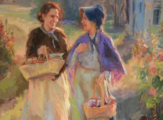 two women on a path
