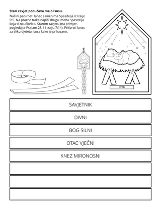 stranica aktivnosti za Malu školu: Stari zavjet podučava me o Isusu