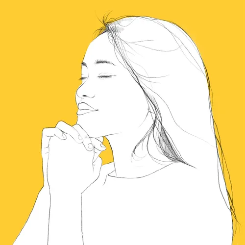 illustration of a young woman praying