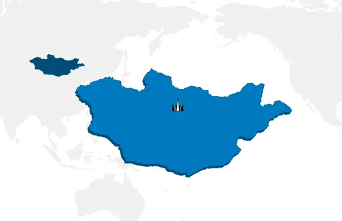map showing temple in Mongolia