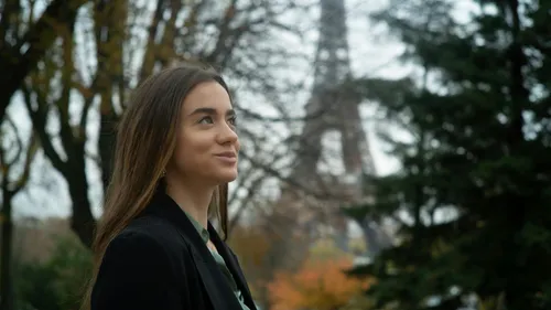 young woman walking outside