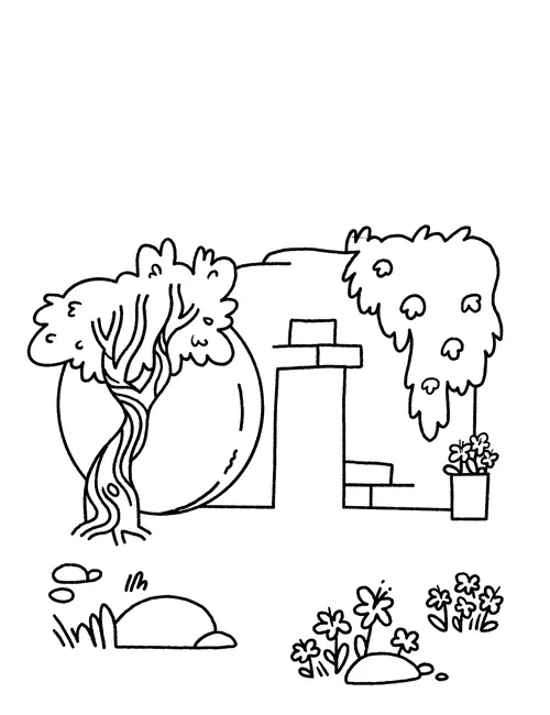 Coloring page of the Savior’s empty tomb
