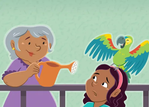 Grandma and Margo talking