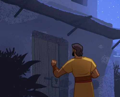 Peter knocks on the door of Mary’s home.