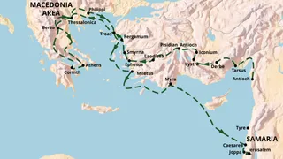 map showing the cities Paul visited on his third missionary journey