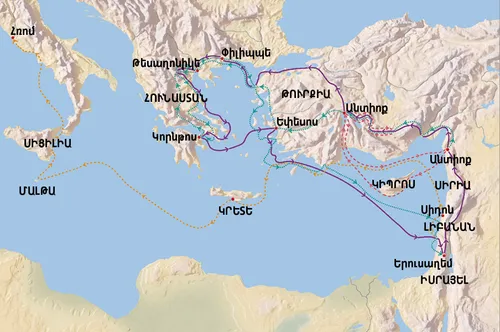 Պողոսի ճամփորդությունների քարտեզը