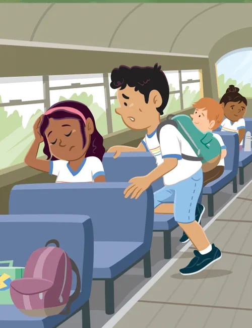 Margo and Paolo on the bus